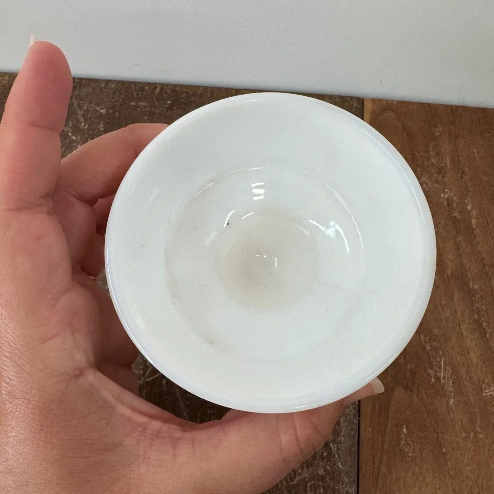 Hazel Atlas Milk‎ Glass Dancing Pigs Footed Dessert Bowl Red Ring of Fire